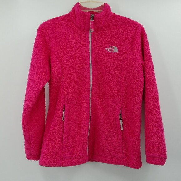 THE NORTH FACE Girl's Pink Fleece Full Zip Jacket L 14 / 16 Front & Back Logo - Picture 9 of 9